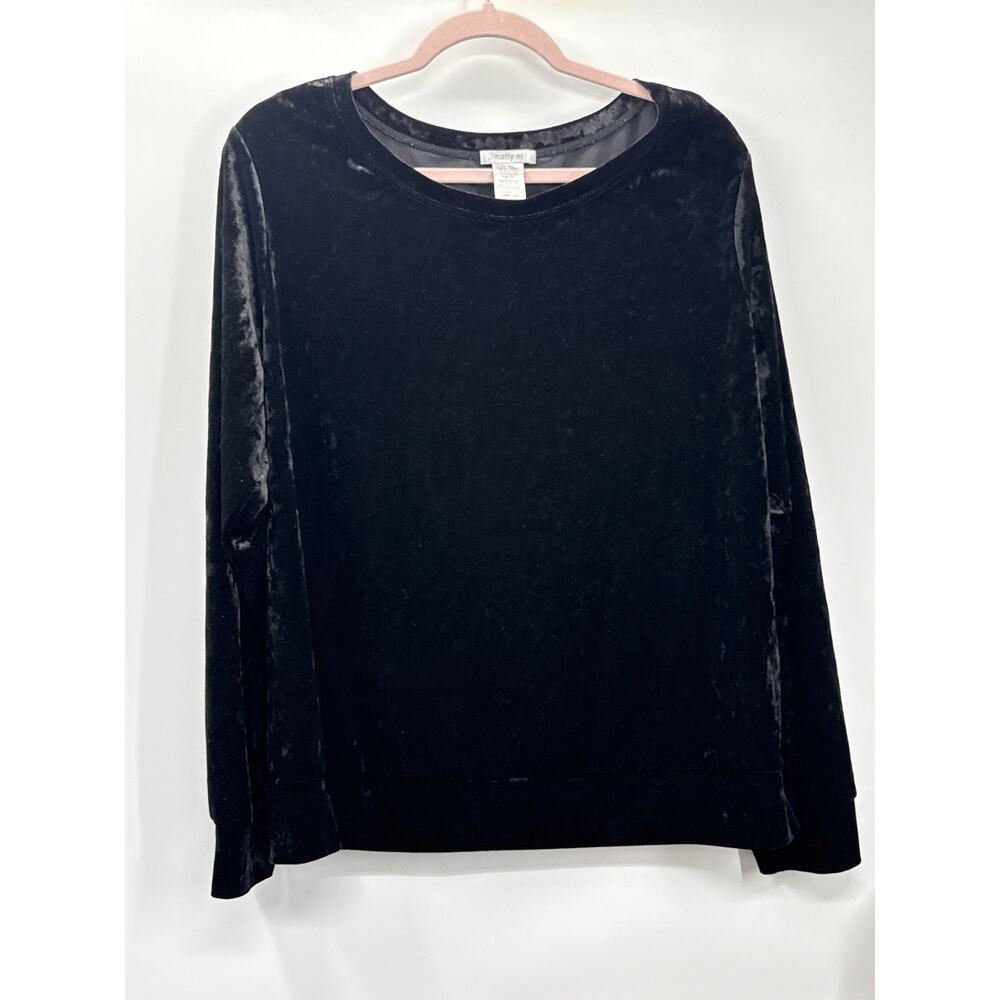 Matty M Black Velvet Top XXL Long Sleeve Stretch Soft Minimalist